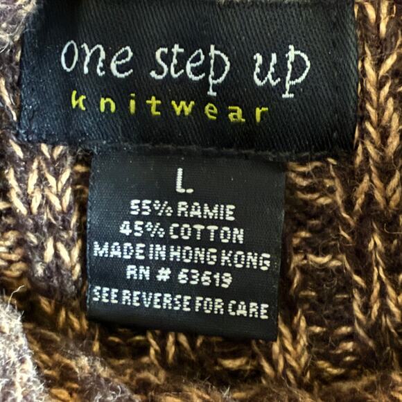 One Step Up Knit Turtleneck Sweater L Brown Heritage Style Soft Chunky Knit - Picture 5 of 7